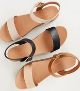 Black Leather-Look Flatform Footbed Sandals New Look Vegan