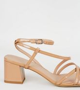 Nude Patent Flared Heel Strappy Sandals New Look Vegan