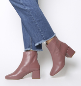 Office Apricot- Square Toe Block Heel Boot PINK LEATHER