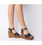 Office Mirage Moc Wood Square Toe Wedge BLACK LEATHER