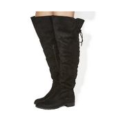 Office Knockout Lace Back Over The Knee Boots BLACK