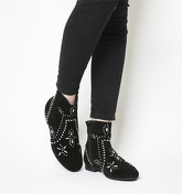 Office Avenue- Flat Casual Boot BLACK SUEDE WITH SILVER STUDS