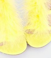 Yellow Feather Trim Caged Stiletto Heels New Look