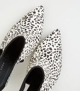 White Leather Animal Print Pointed Slingbacks New Look