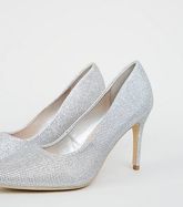Silver Glitter Pointed Court Shoes New Look Vegan
