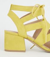 Yellow Suedette Lace Up Ghillie Sandals New Look
