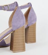 Lilac Suede Flare Block Heel Sandals New Look