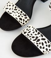 White Leather Spot Block Heel Sandals New Look