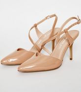 Camel Patent Strappy Pointed Stiletto Courts New Look