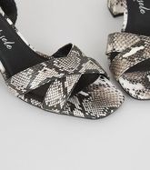 Wide Fit Stone Faux Snake Sandals New Look