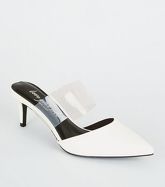 White Leather-Look Clear Strap Mules New Look