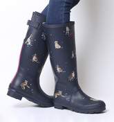 Joules Welly Print FRENCH NAVY DOGS LEAVES