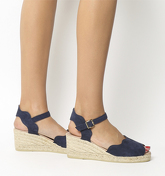 Gaimo for OFFICE Round Wedge Espadrille NAVY SUEDE