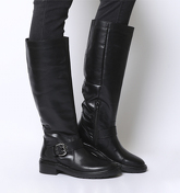Office Kelly- Casual Buckle Knee Boot BLACK LEATHER