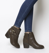 Office Angelina- Block Heel Strap Ankle Boot BROWN