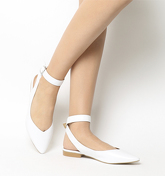 Office Finch Ankle Strap Point WHITE LEATHER