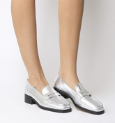 Office Fashion Show- Square Toe Loafer SILVER LEATHER