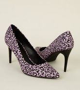 Lilac Satin Leopard Print Pointed Courts New Look