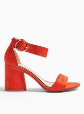 Womens Wide Fit Sophie Orange Block Heel Sandals, Orange